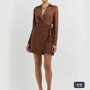 DISSH Chocolate Long Sleeve Wrap Dress